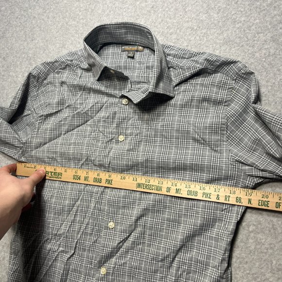 Peter Millar Shirt Mens Small Gray Summer Comfort Button Up Plaid Long Sleeve - Picture 2 of 8